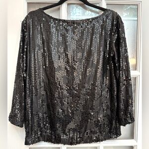 Malene Birger Black Sequin Formal Party Pullover Women's Top Blouse Size US 4